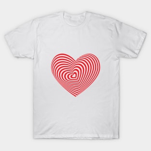 Red heart - Optical illusion of 3D T-Shirt